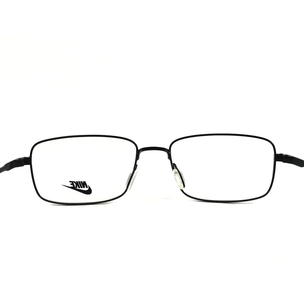 Nike Eyeglasses Frames 8205 001 Satin Black Rectangle Wire Rim 52-17-140
